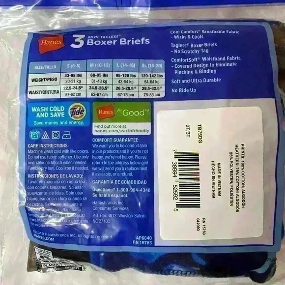 New Hanes toddler 2T-3T tagless boxer briefs pack of 3 - Picture 4 of 5